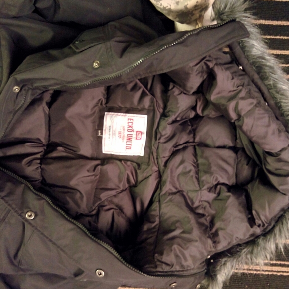 Men's large Ecko unltd down filled fur hood jacket - Picture 3 of 4